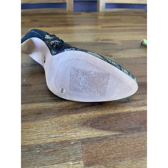 Vero Curio Heels Shoes Black Lace Floral Beaded High 4.5" Womens 10M Rhinestone - Picture 5 of 14